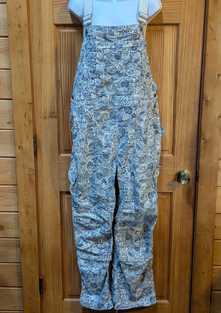 Duluth Trading Co Women's XL Heirloom Gardening Bib Overalls Blue/White Farm - Picture 2 of 16
